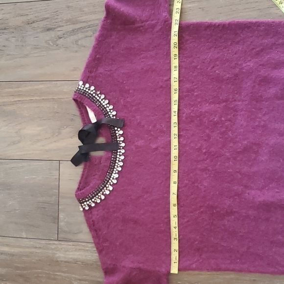 Hinge Womens Wool Blend Rhinestone Neck Sweater sz S - Picture 6 of 8
